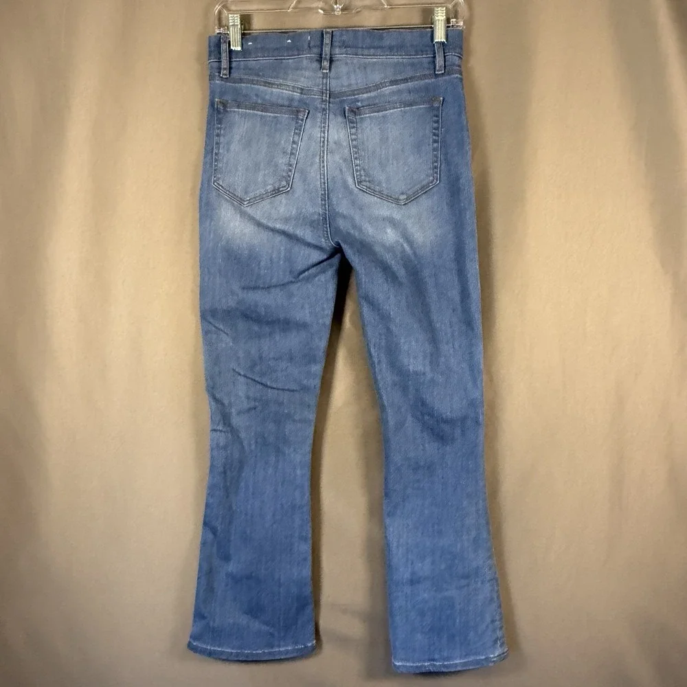Ann Taylor LOFT Kick Crop Blue Denim Jeans Button Fly Medium Wash 24 / 00